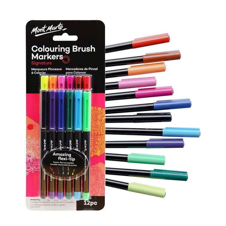 Mont Marte Colouring Brush Markers x12