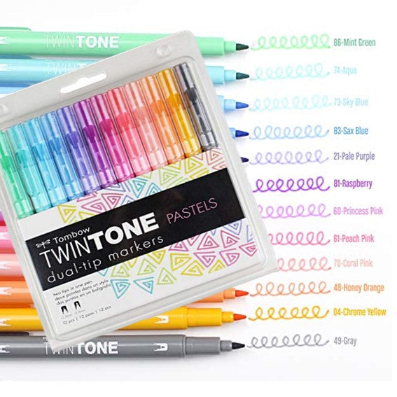 Tombow TwinTone Marker Set, Pastel, 12-Pack