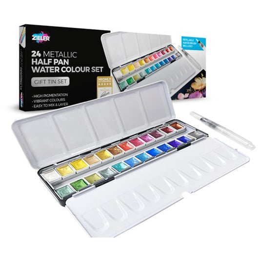 Zieler Half Pan Metallic Watercolour Set 24pc