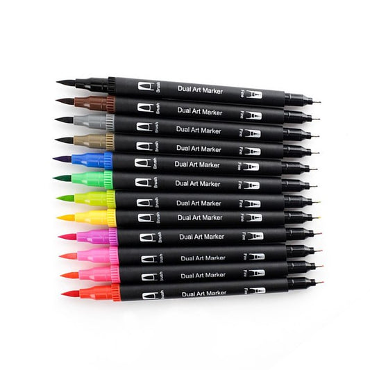 Dual Tip Brush Pens Art marker 12 pc