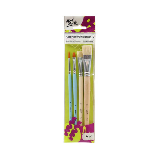 Mont Marte Discovery Assorted Paint Brushes 4pc