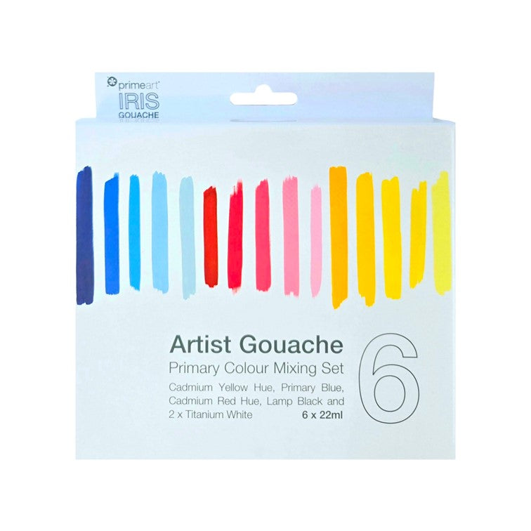 Prime Art IRIS Gouache Primary Mixing Set 6 x 22ml