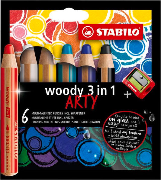 STABILO Arty Woody 3 in 1 Assorted Pencils Box 6's
