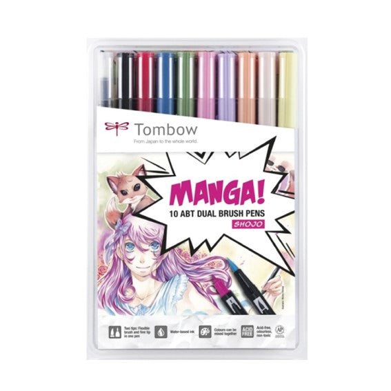 Tombow MANGA brush pen set 10pc